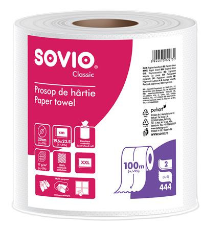 Törlőpapír, 100 százalék  cellulóz, tekercses, 100 m, 20 cm átmérő, 2 rétegű, SOVIO (KHH852)