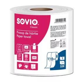   Törlőpapír, 100 százalék  cellulóz, tekercses, 110 m, 20 cm átmérő, 2 rétegű, SOVIO (KHH853)