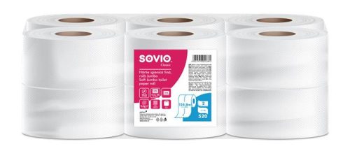 Toalettpapír, 2 rétegű, 124,8 m, 18 cm átmérő, SOVIO (KHH856)