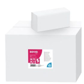   Kéztörlő, V hajtogatott, 2 rétegű, 150 lap, 21x25 cm, SOVIO (KHH858)