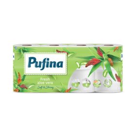   Toalettpapír, 3 rétegű, kistekercses, 8 tekercs, PUFINA Aloe Vera (KHH865)
