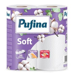   Háztartási papírtörlő, 2 rétegű, 50 lap, 2 tekercses, PUFINA Soft (KHH872)