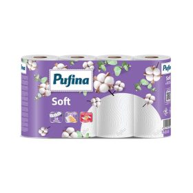   Háztartási papírtörlő, 2 rétegű, 50 lap, 4 tekercses, PUFINA Soft (KHH873)