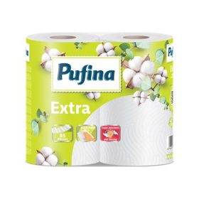   Háztartási papírtörlő, 2 rétegű, 95 lap, 2 tekercses, PUFINA Extra (KHH874)