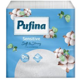   Szalvéta, 1/4 hajtogatott, 1 rétegű, 24x24 cm, 90 db, PUFINA Sensitive (KHH877)