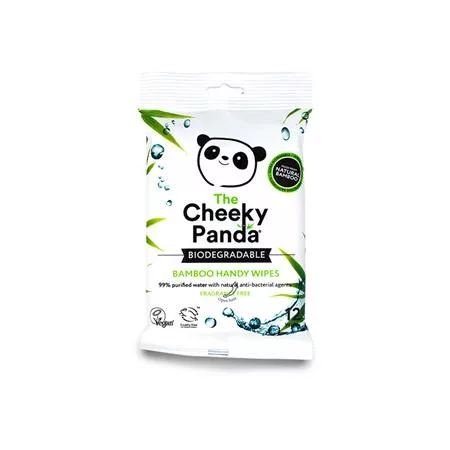 Kéztörlő kendő, bambusz, nedves, 12 lap, CHEEKY PANDA, illatmentes (KHH901)