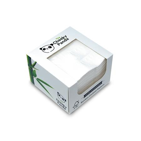 Koktélszalvéta, bambusz, 1/4 hajtogatott, 2 rétegű, 25x25 cm, 100 db, CHEEKY PANDA, fehér (KHH903)