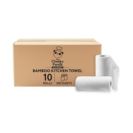 Háztartási papírtörlő, bambusz, 2 rétegű, 100 lap, 10 tekercses, CHEEKY PANDA, fehér (KHH904)