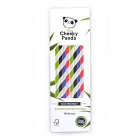   Szívószál, bambusz, egyenes, lebomló, bambusz, 100 db, CHEEKY PANDA, vegyes színek (KHH914)