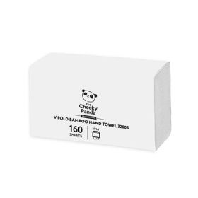   Kéztörlő, bambusz, V hajtogatott, 2 rétegű, 160 lap, 21,5x22,5 cm, CHEEKY PANDA, fehér (KHH917)