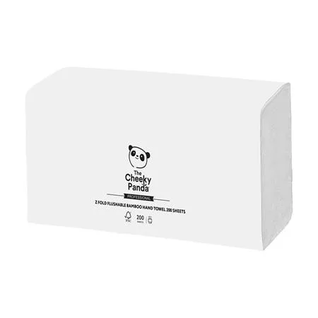 Kéztörlő, bambusz, Z hajtogatott, 2 rétegű, 200 lap, 21,8x22,4 cm, CHEEKY PANDA, fehér (KHH918)