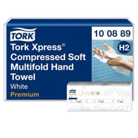   Kéztörlő, tömörített, Interfold, 2 réteg, 225 lap, H2 rendszer, Premium, TORK Xpress Soft Multifold, fehér (KHH929)