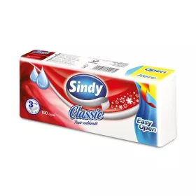   Papír zsebkendő, 3 rétegű, 100 db, Sindy, classic (KHHVP003)
