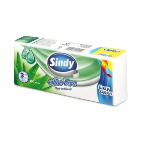   Papír zsebkendő, 3 rétegű, 100 db, Sindy, aloe vera (KHHVP005)