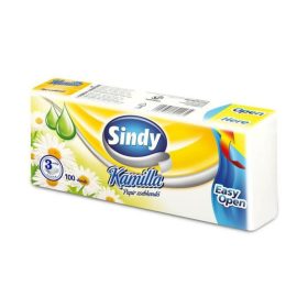   Papír zsebkendő, 3 rétegű, 100 db, Sindy, kamilla (KHHVP006)
