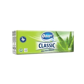   Papír zsebkendő, 3 rétegű, 10x10 db, OOOPS Classic, aloe vera (KHHVP043)