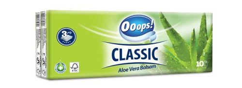 Papír zsebkendő, 3 rétegű, 10x10 db, OOOPS Classic, aloe vera (KHHVP043)