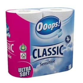   Toalettpapír, 3 rétegű, kistekercses, 4 tekercs, OOOPS Classic, sensitive (KHHVP061)