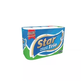   Toalettpapír, 3 rétegű, kistekercses, 24 tekercs, Star Trio (KHHVP38)