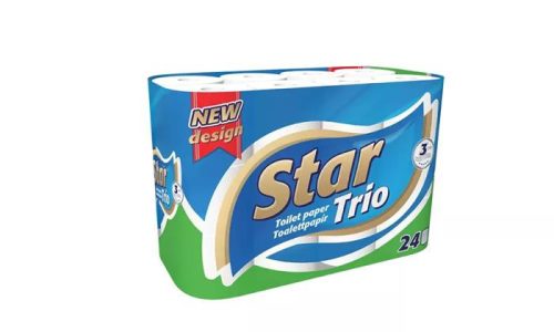 Toalettpapír, 3 rétegű, kistekercses, 24 tekercs, Star Trio (KHHVP38)