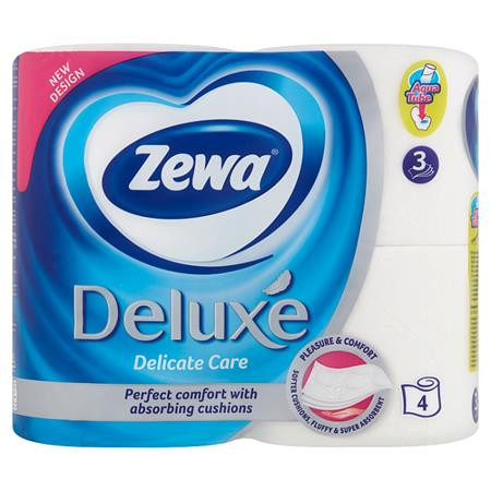 Toalettpapír, 3 rétegű, kistekercses, 4 tekercs, ZEWA Deluxe, fehér (KHHZ01)