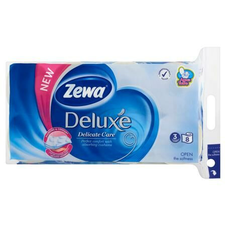 Toalettpapír, 3 rétegű, kistekercses, 8 tekercs, ZEWA Deluxe, fehér (KHHZ02)