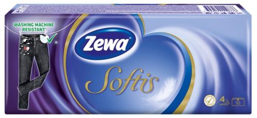 Papír zsebkendő, 4 rétegű, 10x9 db, ZEWA Softis, classic (KHHZ09H)
