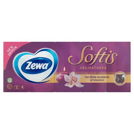 Papír zsebkendő, 4 rétegű, 10x9 db, ZEWA Softis, aromatherapia (KHHZ11)