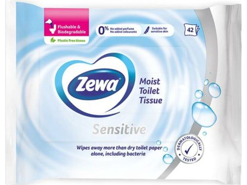 Toalettpapír, nedves, 42db, ZEWA, sensitive (KHHZ28)