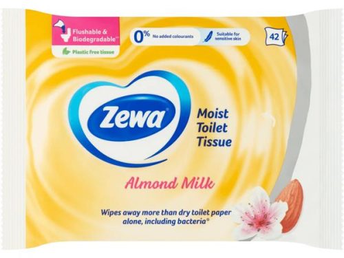 Toalettpapír, nedves, 42db, ZEWA, mandulatej (KHHZ29)