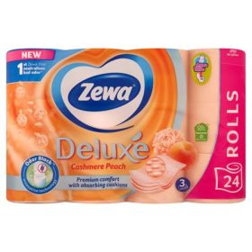   Toalettpapír, 3 rétegű, kistekercses, 24 tekercs, ZEWA Deluxe, barack (KHHZ42)
