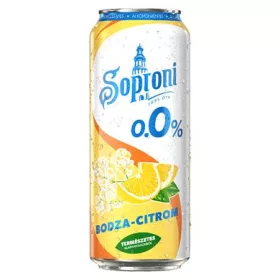   Alkoholmentes sör, 0,5 l, dobozos, SOPRONI 0.0 százalék , bodza-citrom (KHI480V)