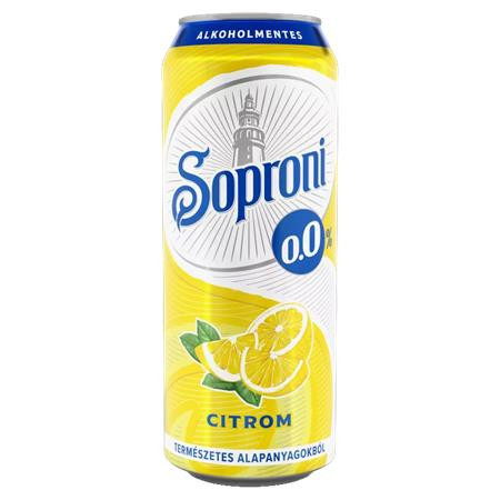Alkoholmentes sör, 0,5 l, dobozos, SOPRONI 0.0 százalék , citrom (KHI481V)
