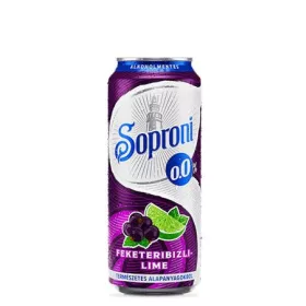   Alkoholmentes sör, 0,5 l, dobozos, SOPRONI 0.0 százalék , feketeribizli-lime (KHI482V)