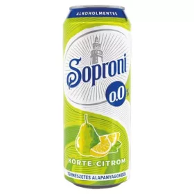   Alkoholmentes sör, 0,5 l, dobozos, SOPRONI 0.0 százalék , körte-citrom (KHI483V)