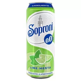  Alkoholmentes sör, 0,5 l, dobozos, SOPRONI 0.0 százalék , lime-menta (KHI484V)