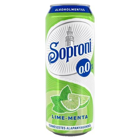 Alkoholmentes sör, 0,5 l, dobozos, SOPRONI 0.0 százalék , lime-menta (KHI484V)