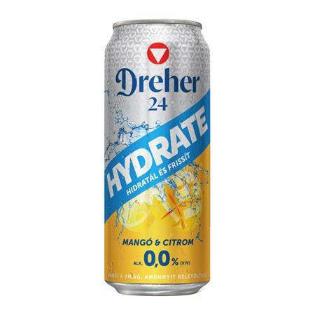 Alkoholmentes sör, 0,5 l, dobozos, DREHER 24 Hydrate, mangó-citrom (KHI488V)