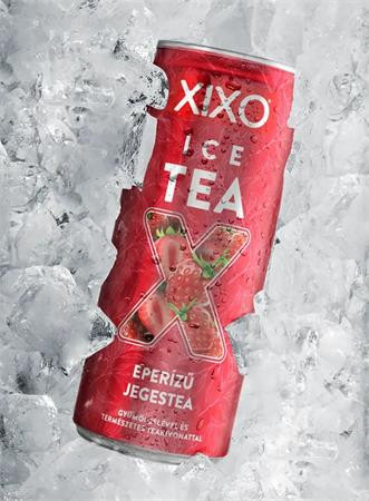 Üdítőital, szénsav- és cukormentes, 250 ml, XIXO Ice Tea, eperízű rooibos jegestea (KHI507V)