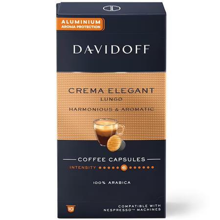 Kávékapszula, Nespresso® kompatibilis, 10 db, DAVIDOFF Crema Elegant Lungo (KHK1067)