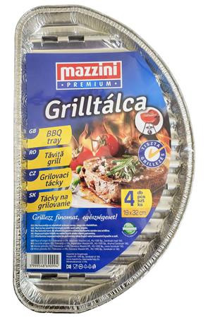 Grilltálca, 19x32 cm, félkör alakú, 4 db, MAZZINI Premium (KHK1073)