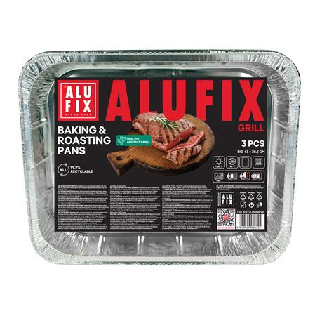 Alumínium grilltálca, 33x26 cm, 3 db, ALUFIX (KHK1078)
