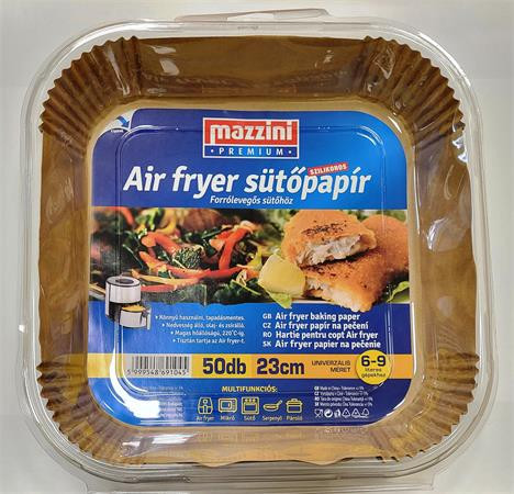 Sütőpapír, szilikonos, Air Fryer készülékhez, szögletes, 23 cm, 50 db, MAZZINI Premium (KHK1125)