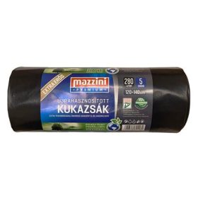   Nagykukazsák, extra erős, 280 l, 5 db, 120x140 cm, 45 &mikro;, MAZZINI Premium, fekete (KHK1126)