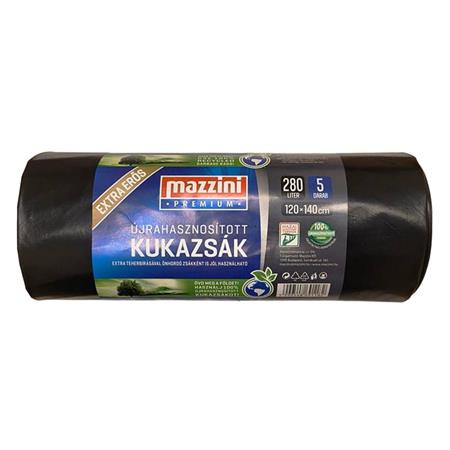 Nagykukazsák, extra erős, 280 l, 5 db, 120x140 cm, 45 &mikro;, MAZZINI Premium, fekete (KHK1126)