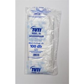   Hűtő- és uzsonnástasak, 3 l, 100 db, 25 x 35 cm, 9 &mikro;, TUTI (KHK181)