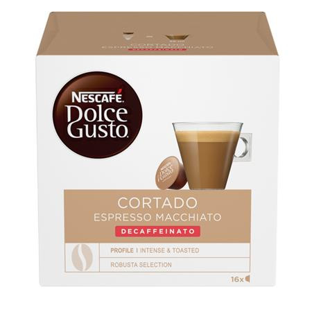 Kávékapszula, 16 db,  NESCAFÉ DOLCE GUSTO Cortado, koffeinmentes (KHK397)
