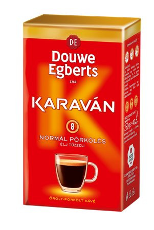 Kávé, pörkölt,őrölt, vákuumos csomagolásban, 225 g, DOUWE EGBERTS Karaván normál pörkölés (KHK411)