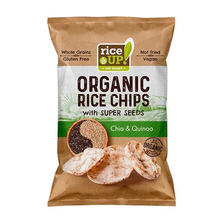 Barnarizs chips, 25 g, RICE UP Bio, chia maggal és quinoával (KHK608)