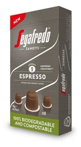 Kávékapszula, 10 db, SEGAFREDO Espresso  - Nespresso® kompatibilis biológiailag lebomló kapszula (KHK731)